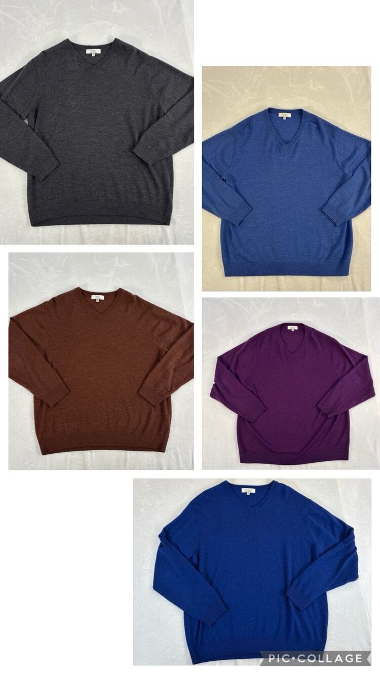 Lotof 5 Turnbury Sweater Mens XL V-Neck Pullover Extra Fine Merino Wool Charity